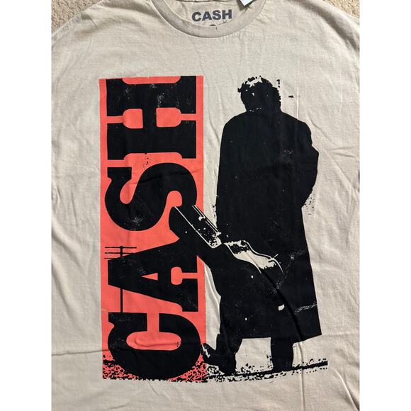 NWT Fashion Nova Johnny Cash Walk the Line Beige Tee - Picture 2 of 5